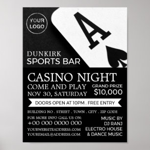 Ace of Spades, Casino Night, Gaming Industry Poster