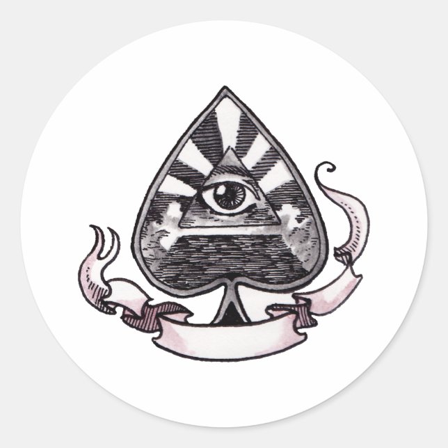 Ace of Spades Classic Round Sticker (Front)