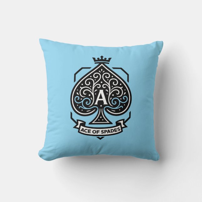 Ace of Spades Crest — Crowned Filigree Cushion (Front)