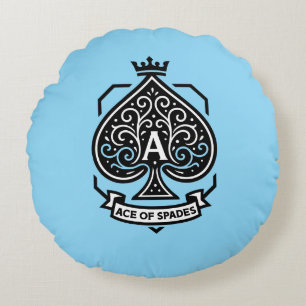 Ace of Spades Crest — Crowned Filigree Round Cushion