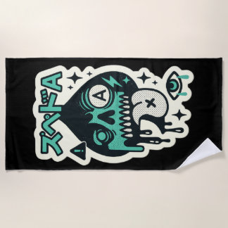 Ace of Spades — Drip-Skull Katakana Beach Towel
