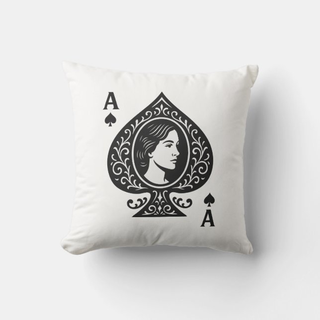 Ace of Spades — Lady Cameo Filigree Emblem Cushion (Front)