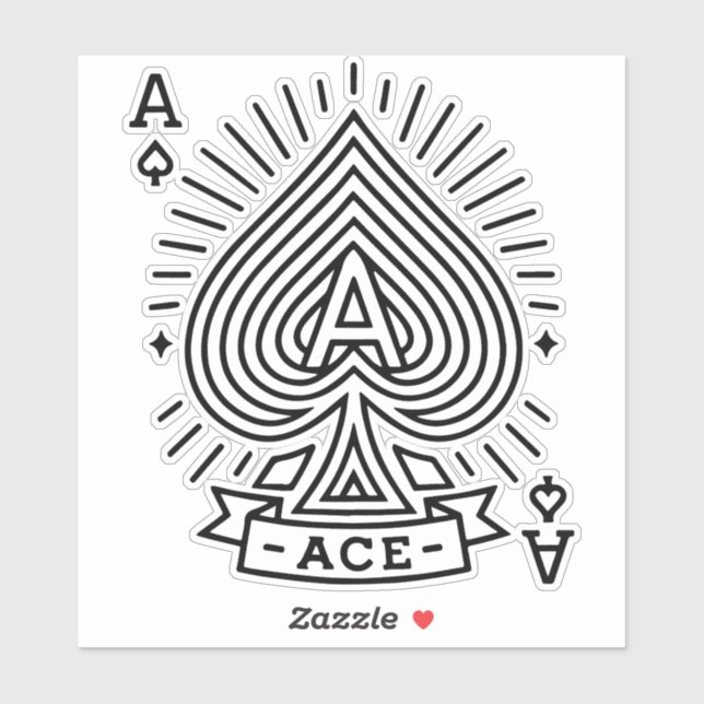 Ace of Spades — Monoline Sunburst Emblem (Sheet)