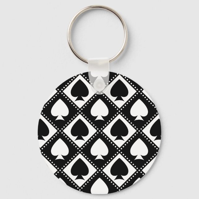 Ace of Spades Motif Key Ring (Front)