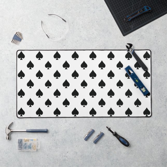 Ace of Spades Pattern Black and White  Desk Mat (Workstation)