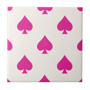 Ace of Spades Pattern Pink Retro Chic Fancy Tile