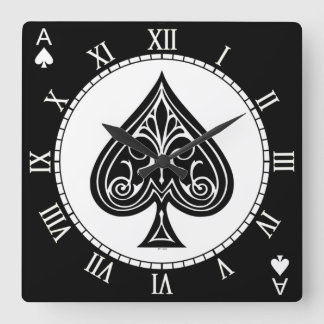 Ace of spades, playing card, poker, blackjack square wall clock