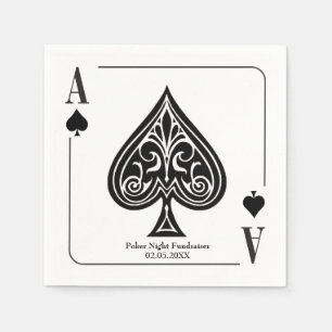 Ace of Spades Playing Card, Poker, Casino Night Napkin