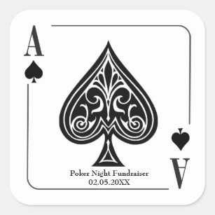 Ace of Spades Playing Card, Poker, Casino Night Square Sticker