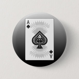 Ace of Spades Poker Card: 6 Cm Round Badge