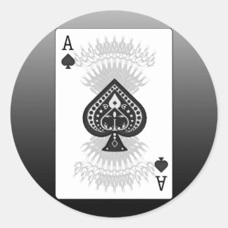 Ace of Spades Poker Card: Classic Round Sticker