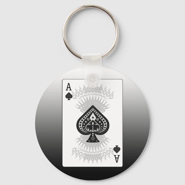 Ace of Spades Poker Card: Key Ring (Front)