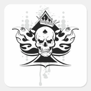ACE OF SPADES SKULL SQUARE STICKER