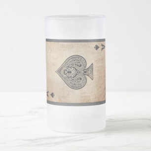 Ace of spades throw pillow frosted glass beer mug