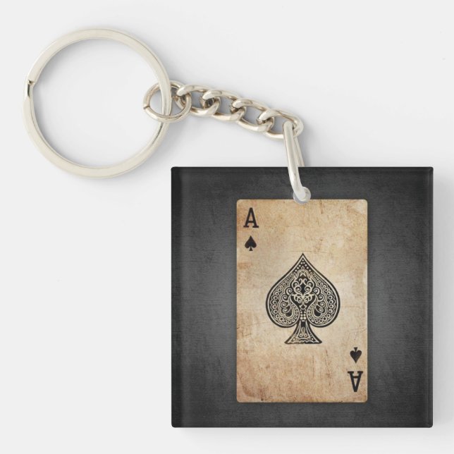 Ace of spades throw pillow key ring (Front)