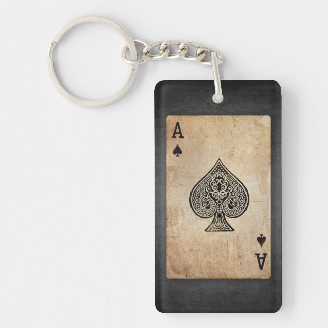 Ace of spades throw pillow key ring (Front)