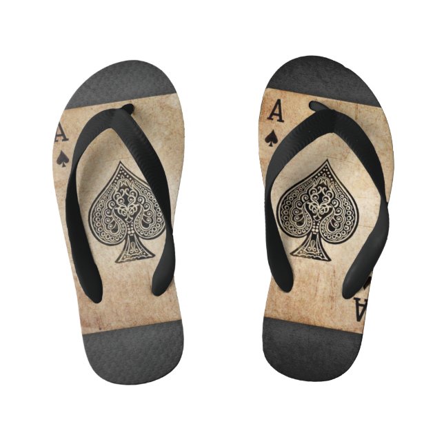 Ace of spades throw pillow kid's flip flops (Footbed)