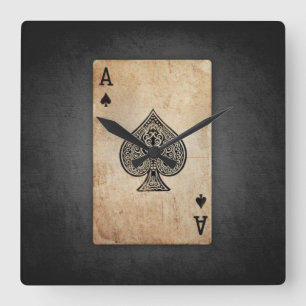 Ace of spades throw pillow square wall clock
