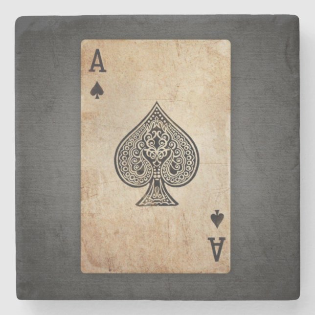 Ace of spades throw pillow stone coaster (Front)