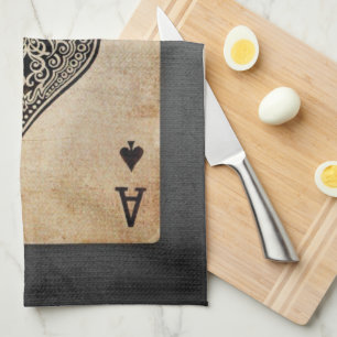 Ace of spades throw pillow tea towel
