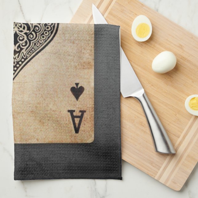 Ace of spades throw pillow tea towel (Quarter Fold)