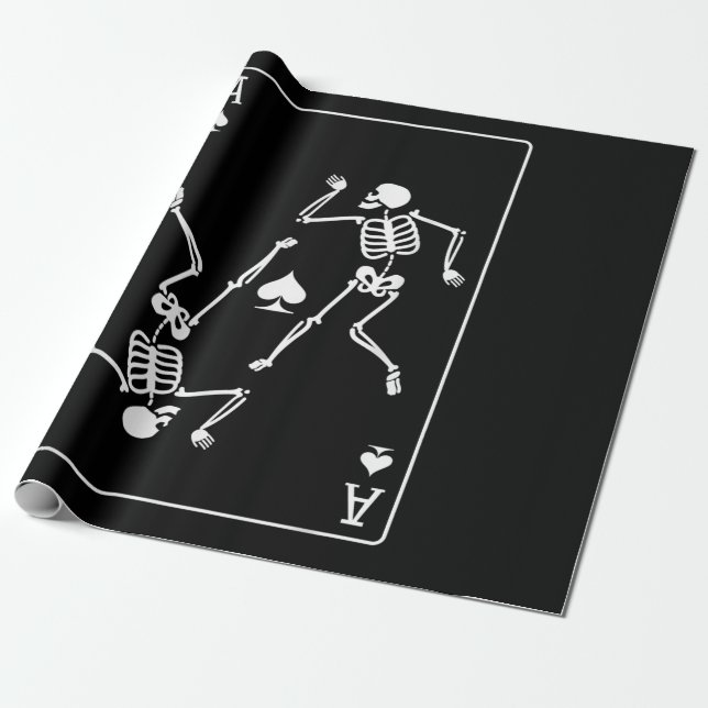 Ace Poker Card Playing Card Skeleton Wrapping Paper (Unrolled)