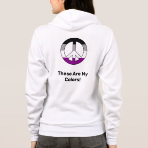 Ace pride flag and peace sign with a custom text hoodie