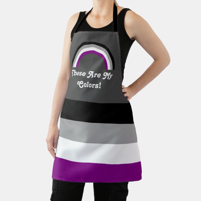 Ace pride flag and rainbow with a custom text apron (Insitu)