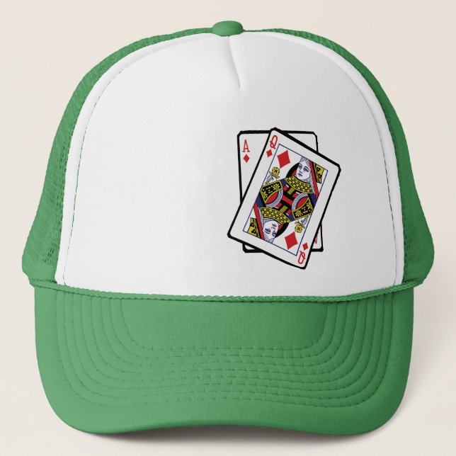 Ace & Queen of Diamonds 21st Birthday Born In 2002 Trucker Hat (Front)