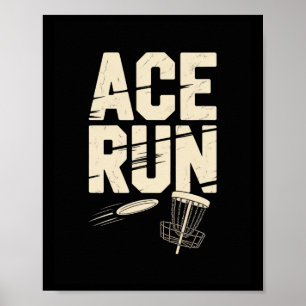 Ace Run Disc Golf Frisbee Sket Chains Retro Poster
