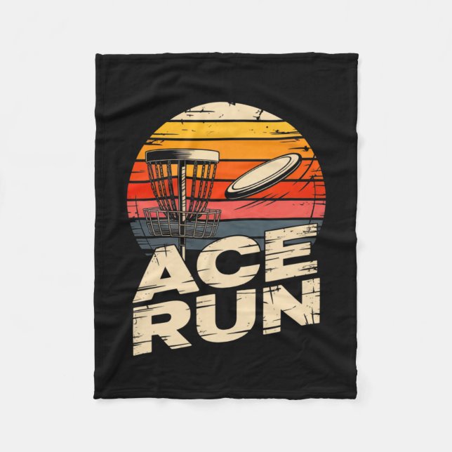Ace Run Retro Disc Golf Sket Ace Run Sunset  Fleece Blanket (Front)