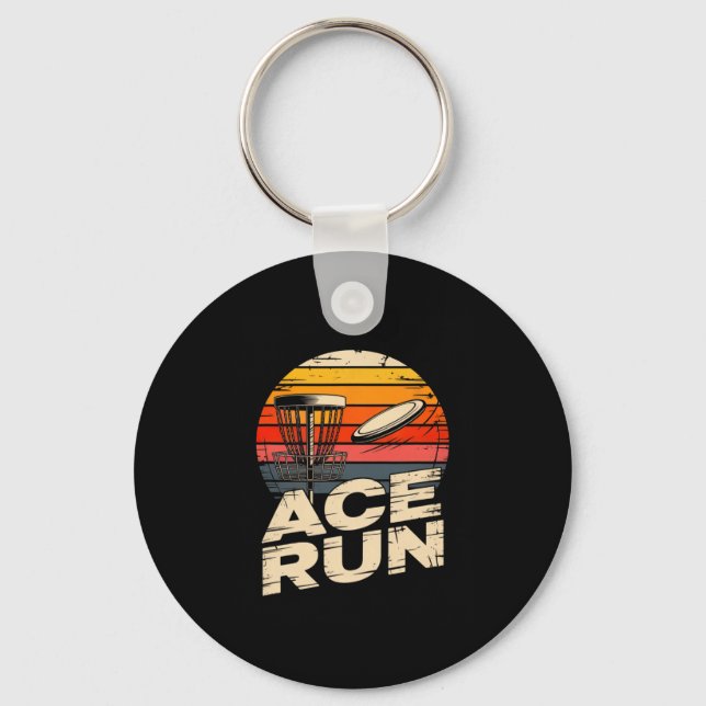 Ace Run Retro Disc Golf Sket Ace Run Sunset  Key Ring (Front)