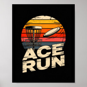 Ace Run Retro Disc Golf Sket Ace Run Sunset  Poster