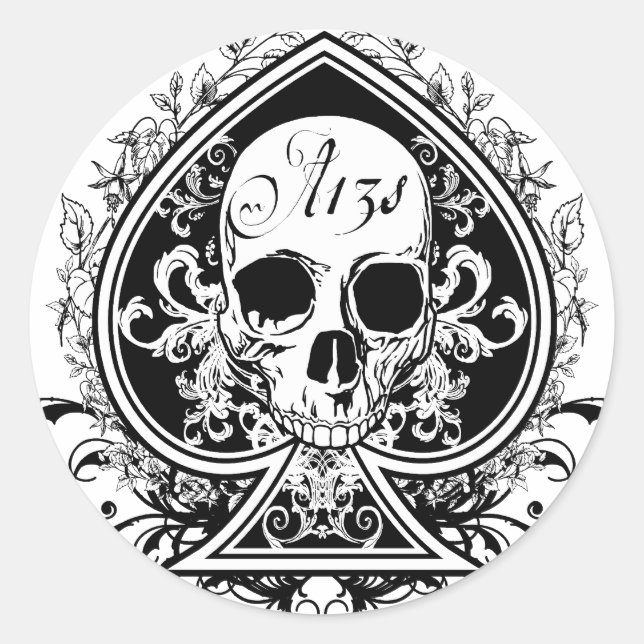 Ace Skull Classic Round Sticker (Front)