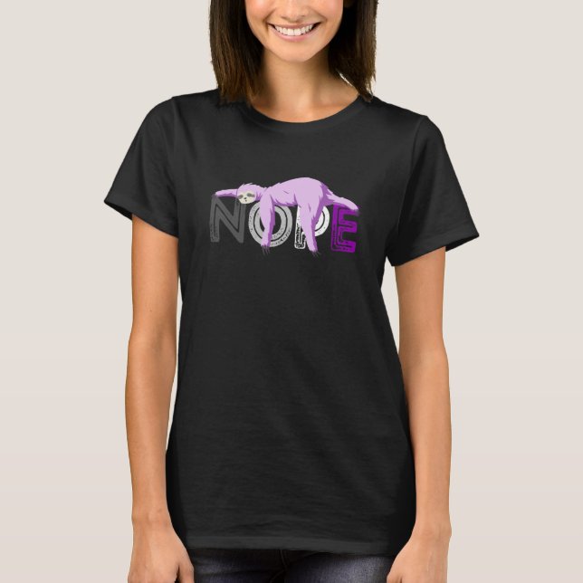 Ace Sloth Sleep Nope Asexual Flag LGBQA Asexuality T-Shirt (Front)