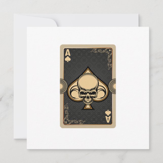 Ace Spades Skull Cards Poker Casino Player Gamblin (Front)