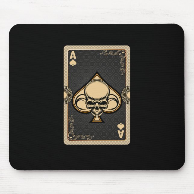 Ace Spades Skull Cards Poker Casino Player Gamblin Mouse Mat (Front)
