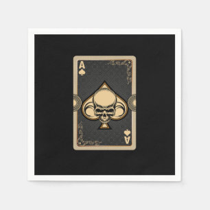Ace Spades Skull Cards Poker Casino Player Gamblin Napkin