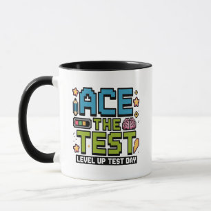 Ace The Test Pixel Gamer Style Level Up Test Day  Mug