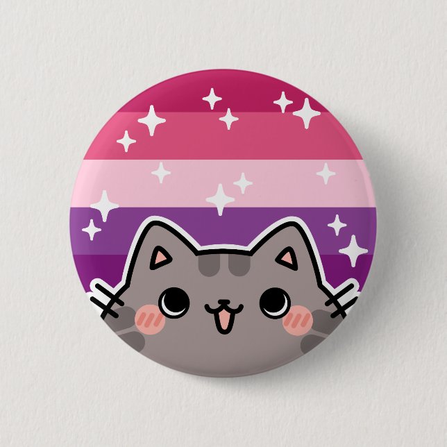 Aceflux LGBT Pride Flag Cat Button (Front)