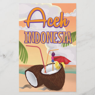 Aceh Indonesia vintage travel poster Stationery