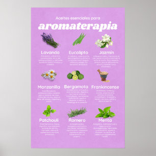 Aceites esenciales aromaterapia en español lavanda poster