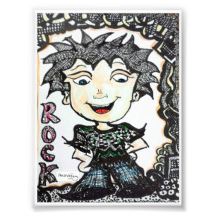 ACEO 4x5.4 Rocker Cartoon with Art Photo Print