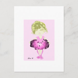 ACEO Print Cute Ballerina in Pink Tutu Postcard