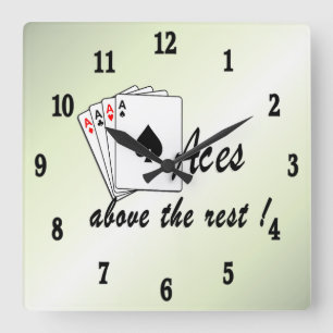 Aces Above the Rest Green Square Wall Clock