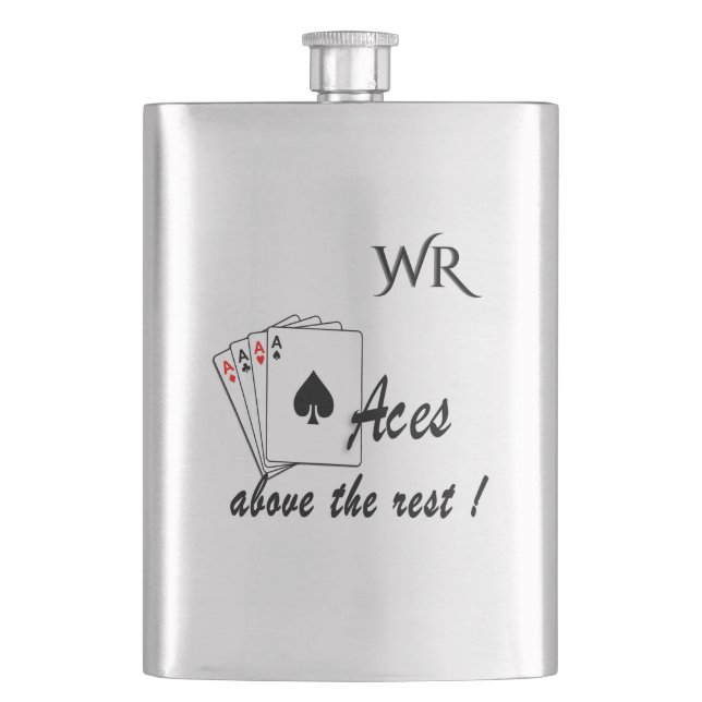 Aces Above the Rest Monogrammed  Hip Flask (Front)