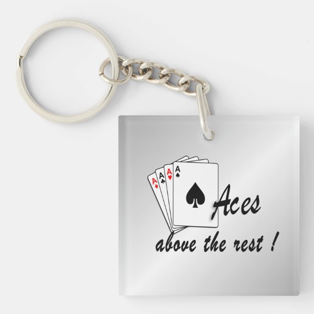 Aces Above the Rest Silver Key Ring (Front)