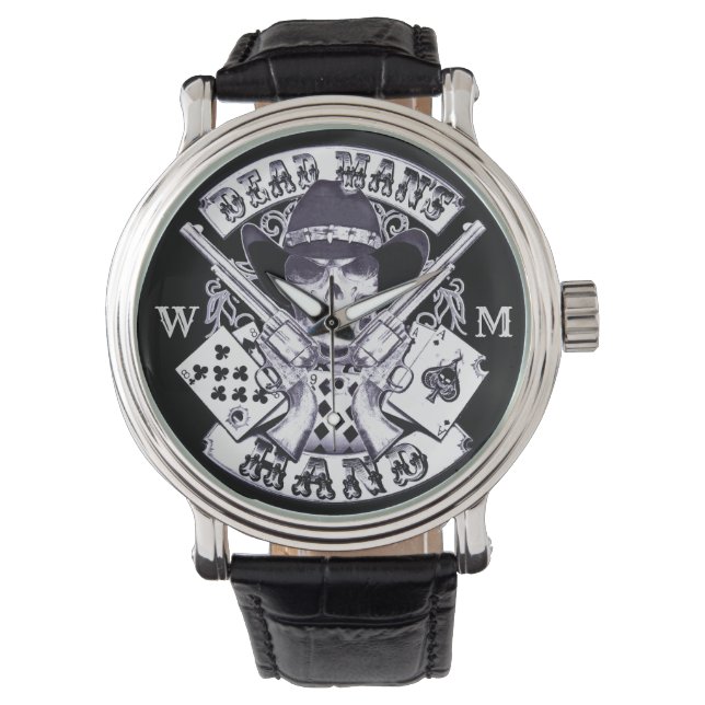 Aces and Eights Cowboy Skull Monogram Watch (Front)