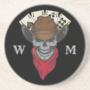Aces And Eights Playing Cards Cowboy Monogram Coas Coaster