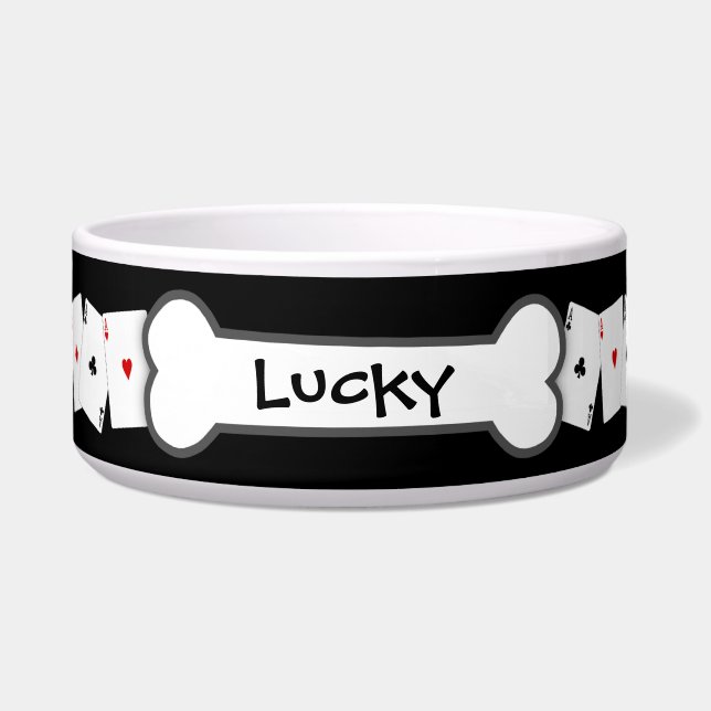 "Aces" Personalised Dog Bowl (Front)